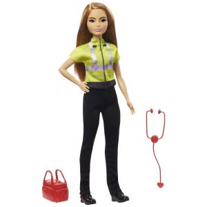 Boneca Barbie Paramédica Petite Fashion, com Estetoscópio e Bolsa médica, Amarelo