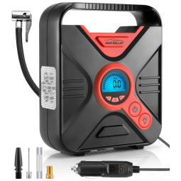 Mini Compressor de Ar Elétrico Automotivo Portátil 12V 35 PSI com Luz LED, WINDGALLOP, Vermelho