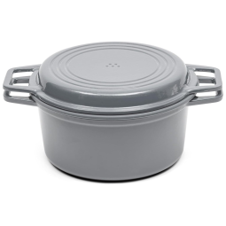 Panela de Ferro Fundido 7 Litros Forno Holandês com Tampa que serve como Grelha, MISEN, Azul