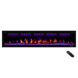 Lareira Elétrica de Embutir A43x187L com Controle Remoto e Temporizador, 110V, Masarflame, Preta