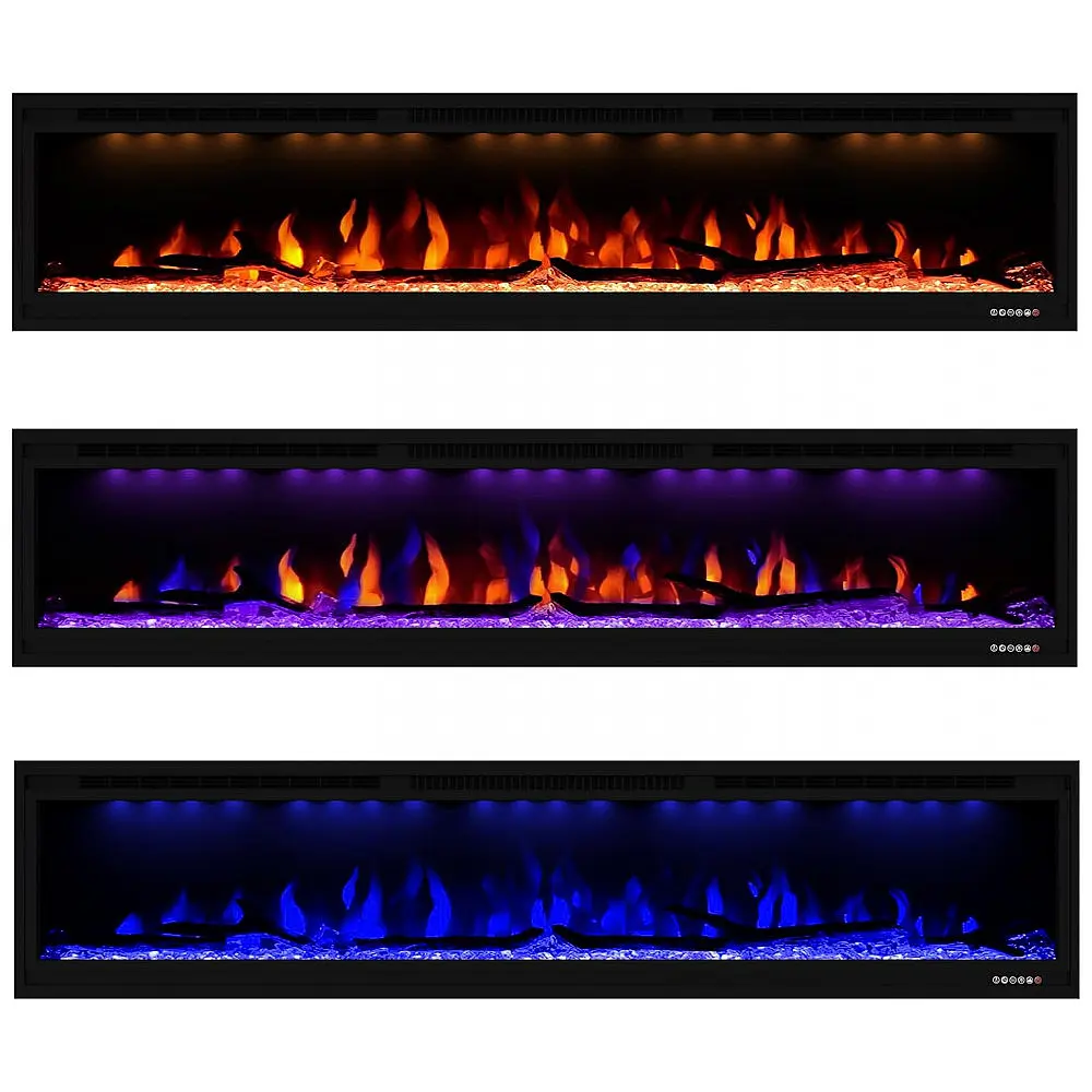 Lareira Elétrica de Embutir A43x187L com Controle Remoto e Temporizador, 110V, Masarflame, Preta — foto 2