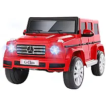 Licensed Carro Elétrico Mercedes Benz G500, 2 lugares, 12V, c, controle remoto, USB MP3, 8 km, h, 3 a 6 anos, Vermelho