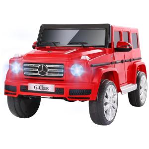 Licensed Carro Elétrico Mercedes Benz G500, 2 lugares, 12V, c, controle remoto, USB MP3, 8 km, h, 3 a 6 anos, Vermelho