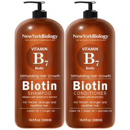 Kit Shampoo e Condicionador Hidratante, 500 mL Cada, NEW YORK BIOLOGY THE ULTIMATE COSMECEUTICALS biotinscs, Marrom