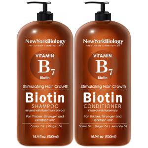 Kit Shampoo e Condicionador Hidratante, 500 mL Cada, NEW YORK BIOLOGY THE ULTIMATE COSMECEUTICALS biotinscs, Marrom