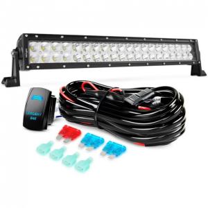 Farol de Milha LED Off Road 55cm 9 a 24V 120W À Prova Dágua e Branco 6000k SUV Trator
