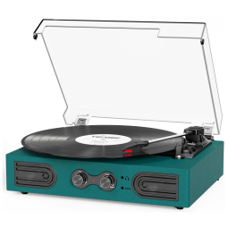 Toca-Discos de Vinil com Alto-falantes Integrados, 3 Velocidades, Controle de Agudos e Graves - DANFI AUDIO DF,