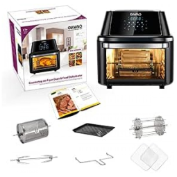 OMMO Fritadeira Elétrica AirFryer 17L de Capacidade com Painel de Controle Digital e 8 Predefinições, 110V, 1800W, Vermelho