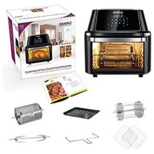 OMMO Fritadeira Elétrica AirFryer 17L de Capacidade com Painel de Controle Digital e 8 Predefinições, 110V, 1800W, Vermelho