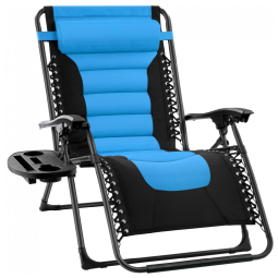 Cadeira Reclinável Ajustável Gravidade Zero com Apoio de Cabeça e Porta Copos, BEST CHOICE PRODUCTS, Azul