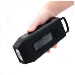 Rádio AM, FM, NOAA Carregador de Celular Recarregável Manivela e Solar Lanterna Display Preto