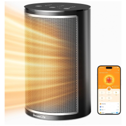 Aquecedor Elétrico Inteligente com Termostato e Controle de Voz WiFi, 1500W 110V, Goove Life, Preto