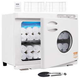 Aquecedor de Toalhas 23L com Janela Transparente e Prateleiras em Aço Inoxidável para Spa, Hotéis e Salões, 110V, Vevor, Branco