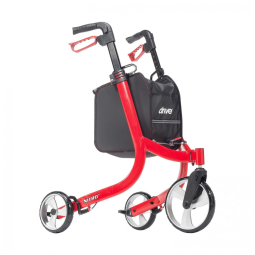 Andador Adulto Idoso 3 Rodas Drive Medical Nitro 3 Euro Style com Bolsa, Vermelho