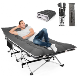 Cama Dobrável Portátil para Acampamento de Qualidade Leve e Resistente, Suporta 408 kg, Homdox, Cinza