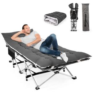 Cama Dobrável Portátil para Acampamento de Qualidade Leve e Resistente, Suporta 408 kg, Homdox, Cinza