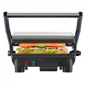 Sanduicheira Elétrica Antiaderente 2 Fatias, Aço Inox, 1000W, 110v, NEW HOUSE KITCHEN Panini Press Grill , Prateado