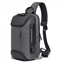 Mochila para Laptop BANGE Cinza, À Prova D’Água com Porta USB para Carregador, Resistente e Moderna