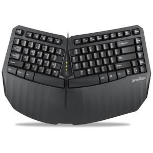 Teclado Ergonômico Dividido com Fio Recarregável Reduz a Tensão das Mãos, PERIXX 11798, Preto
