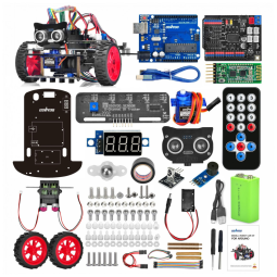 Kit de Construção Carro Robô Inteligente para Arduino com Bateria, OSOYOO, Preto