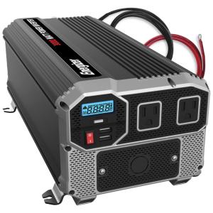 Inversor de Potência 3000W Potência 12V Para AC 2 Portas de Carregamento USB, 110v, ENERGIZER ENK3000, Cinza escuro