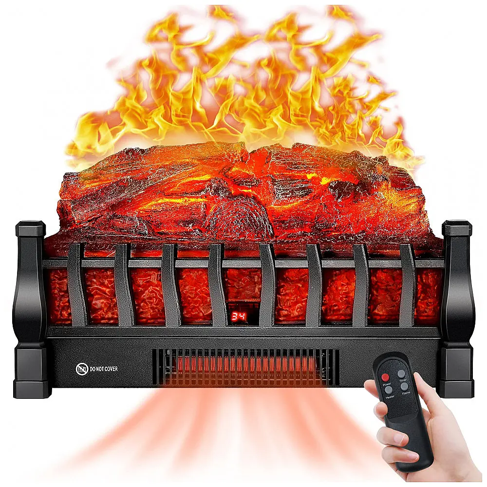 Lareira Elétrica Riseon 52x32x21cm 1800W Chamas 3D LED Troncos Portátil 110V