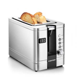 Torradeira Elétrica 2 Fatias com 3 Funções e Cronometro 850W Aço Inoxidável, 110v, CHEFMAN 2 Slice Digital Toaster,, Prateado