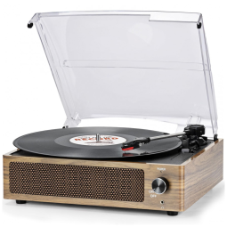 Toca Discos Retro 3 Velocidades com Alto Falantes e Entrada AUX, Seasonlife, Marrom Claro