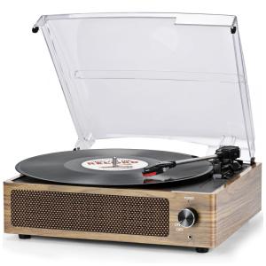 Toca Discos Retro 3 Velocidades com Alto Falantes e Entrada AUX, Seasonlife, Marrom Claro