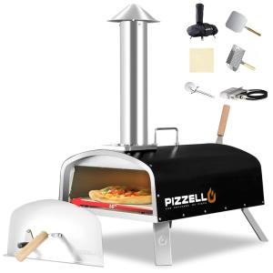 PIZZELL Forno de Pizza a Gás com Acessórios Bandeja, Espátula e Bolsa de Transporte, Aço Inox