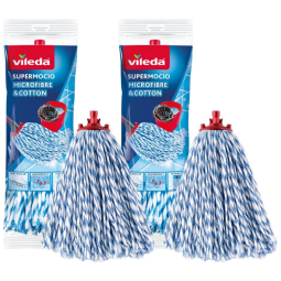 Refil Mop Esfregão Lavável, 3 Unidades, Vileda Supermocio Micro, 2 Unidades