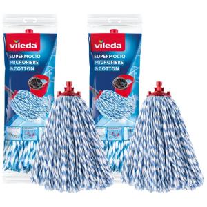 Refil Mop Esfregão Lavável, 3 Unidades, Vileda Supermocio Micro, 2 Unidades