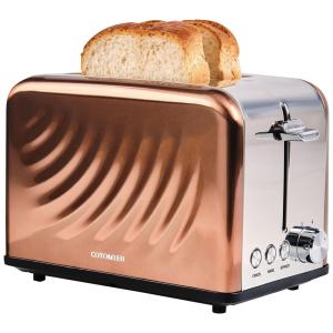 Torradeira Elétrica 2 Fatias com 6 Níveis de Tostagem, Função Descongelar, Bagel e Cancelar, 110V 825W, Cotomier, Creme
