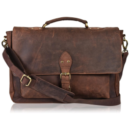 Leather Bsa, Maleta de Couro Masculina para LapTop, OAK LEATHERS OL 05, Marrom