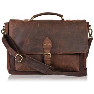 Leather Bsa, Maleta de Couro Masculina para LapTop, OAK LEATHERS OL 05, Marrom