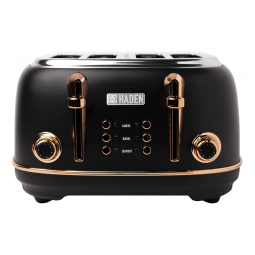 Torradeira HADEN Heritage inox 4 fatias preta e cobre com fenda extra larga e 6 níveis de tostagem 1500W 110V
