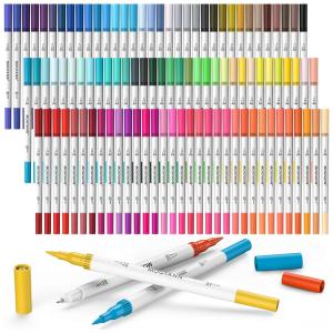 Conjunto de Canetas Artisticas 100 Cores de Ponta Dupla para Adultos, Mogyann