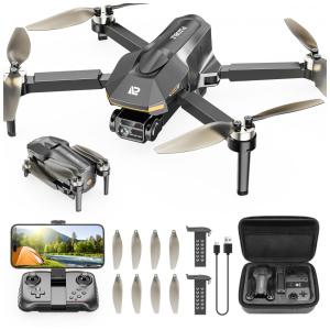 Drones com Câmera 4K para Adultos, Motor Brushless, Drone RC Mini Dobrável FPV para Crianças Iniciantes, Decolagem com Um Toque,PLEGBLE