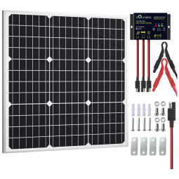 Kit Painel Solar, Monocristalino, à prova dágua, 50W, 12V, 1 painel, SOLPERK, Preto