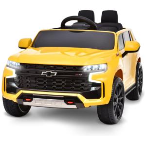 Carro Elétrico Infantil Blitzshark a Bateria 12V e 2 Assentos com Controle Remoto e Luzes LED, Amarelo