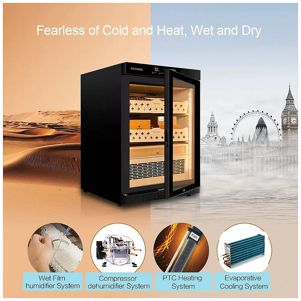 Humidor Elétrico Raching MON800A Preto Controle Climático 600+ Charutos 140L 110V — foto 3