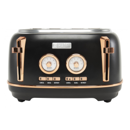 Torradeira Elétrica Retrô 4 Fatias com Função Descongelar e Bandejas de Migalhas Removíveis, 110V 1500W, Haden 75083 , Preta