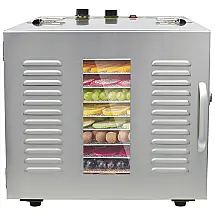 Desidratador de alimentos com 10 bandejas de aço inoxidável, 110 V, NJTFHU, Cinza