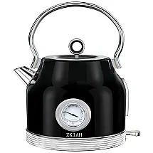 Chaleira Elétrica 1.7L, Aço Inoxidável, com Desligamento Automático e Interruptor de LED, 1200W, 110v, ZKIAH, Preto