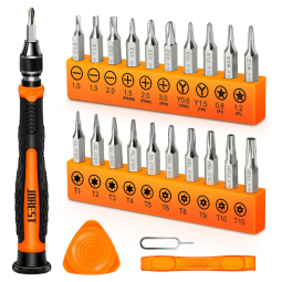 Kit de Chaves de Fenda de Precisão JOREST 24 Peças CR-V Colorido 20 Bits Torx T5 T6 T8 T9