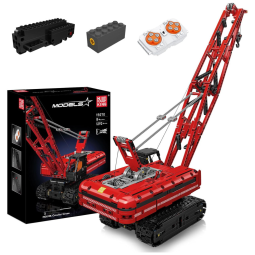 Kit de Construção Guindaste sobre Esteiras com 1292 Peças e Controle Remoto para Crianças e Adultos, Mould King, Vermelho