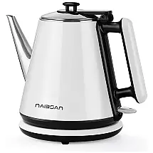 Chaleira Elétrica Naibsan 1L em Aço Inoxidável com Desligamento Automático, 110V 1000W, Branca