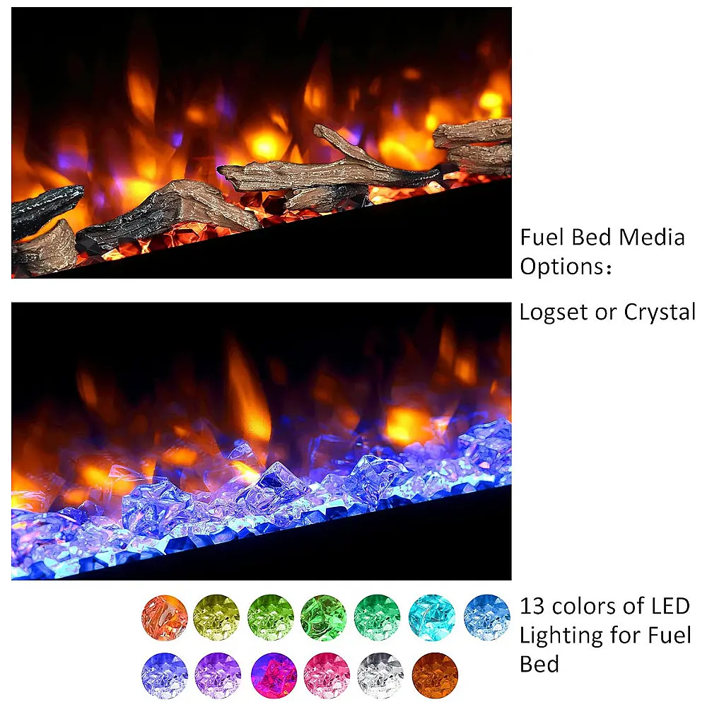 Lareira Elétrica de Embutir A50x172L, com Controle Remoto, 1500W, 110v, PURAFLAME EF175B, Preto — foto 3