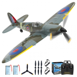 Avião de Controle Remoto 4 Canias com Sistema de Estabilização Xpilot e Acrobacias, CKYSCHN Spitfire V2 RC, Verde