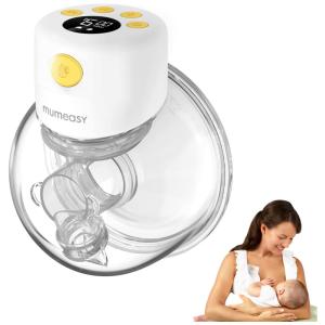 Bomba Tira Leite Única Elétrica Recarregável com Painel Digital 3 Modos e 9 Níveis de Sucção, Amarela, MUMEASY, Amarelo